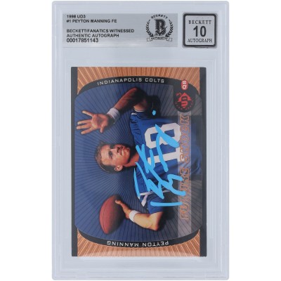 Peyton Manning Indianapolis Colts Autographed 1998 Upper Deck UD3 Future Shock Light Blue Ink #FS1 Beckett Fanatics Witnessed Authenticated 10 Rookie Card
