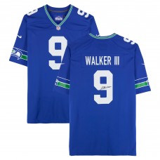 Kenneth Walker III Seattle Seahawks Autographed Fanatics Authentic Royal Nike Throwback Game Jersey