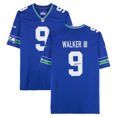 Kenneth Walker III Seattle Seahawks Autographed Fanatics Authentic Royal Nike Throwback Game Jersey