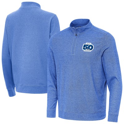 Seattle Seahawks Antigua Heather Royal 50th Season Subtle Quarter-Zip Pullover