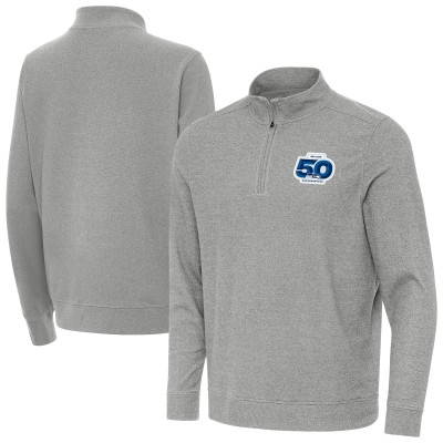 Seattle Seahawks Antigua Heather Gray 50th Season Subtle Quarter-Zip Pullover
