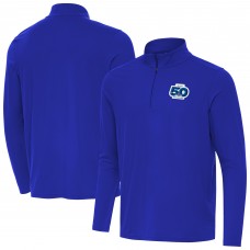 Seattle Seahawks Antigua Royal 50th Season Intent Quarter-Zip Pullover