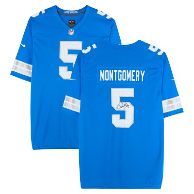 Игровая джерси David Montgomery Detroit Lions Autographed Fanatics Authentic Blue Nike Game
