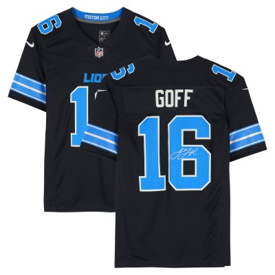 Игровая джерси Jared Goff Detroit Lions Autographed Fanatics Authentic Black Nike Vapor F.U.S.E. Limited