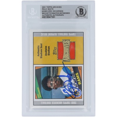 Eric Dickerson Los Angeles Rams Autographed 2001 Topps Archives Authentic Stadium Seat Relic #280 Beckett Fanatics Witnessed Authenticated Card