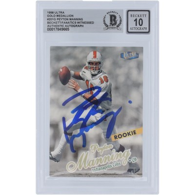 Peyton Manning Indianapolis Colts Autographed 1998 Fleer Ultra Gold Medallion Edition #201G Beckett Fanatics Witnessed Authenticated 10 Rookie Card