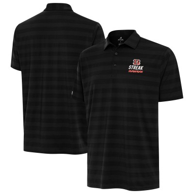 Cincinnati Bengals Antigua Black Streak Tunnel Polo