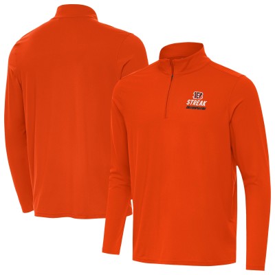 Cincinnati Bengals Antigua Orange Streak Intent Quarter-Zip Sweatshirt