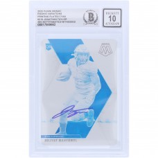 Jonathan Taylor Indianapolis Colts Autographed 2020 Panini Mosaic Rookie Variations Cyan Printing Plate #216 #1/1 Beckett Fanatics Witnessed Authenticated 10 Rookie Card