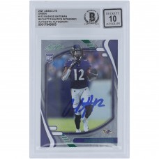 Rashod Bateman Baltimore Ravens Autographed 2021 Panini Absolute Green #113 Beckett Fanatics Witnessed Authenticated 10 Rookie Card