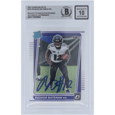 Rashod Bateman Baltimore Ravens Autographed 2021 Panini Donruss Optic #210 Beckett Fanatics Witnessed Authenticated 10 Rookie Card