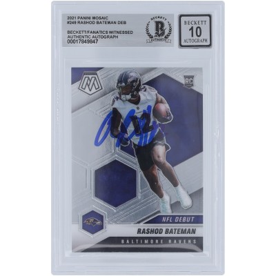 Rashod Bateman Baltimore Ravens Autographed 2021 Panini Mosaic NFL Debut #249 Beckett Fanatics Witnessed Authenticated 10 Rookie Card
