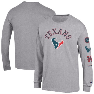 Футболка с длинным рукавом Houston Texans Champion Heather Gray Seal