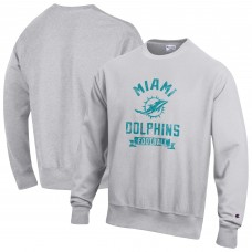 Miami Dolphins Champion Heather Gray Reverse Weave Fleece Pullover Sweatshirt
