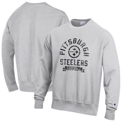 Pittsburgh Steelers Champion Heather Gray Reverse Weave Fleece Pullover Sweatshirt