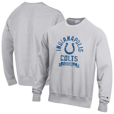 Indianapolis Colts Champion Heather Gray Reverse Weave Fleece Pullover Sweatshirt