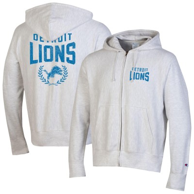 Толстовка на молнии Detroit Lions Champion Heather Gray Reverse Weave