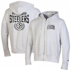Pittsburgh Steelers Champion Heather Gray Reverse Weave Full-Zip Hoodie Pittsburgh Steelers Champion Heather Gray Reverse Weave Full-Zip Hoodie