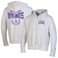 Minnesota Vikings Champion Heather Gray Reverse Weave Full-Zip Hoodie