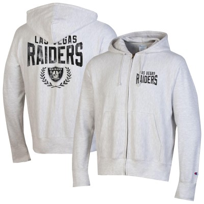Las Vegas Raiders Champion Heather Gray Reverse Weave Full-Zip Hoodie