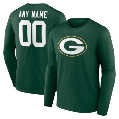 Футболка с длинным рукавом Green Bay Packers Green Team Authentic Custom Name & Number