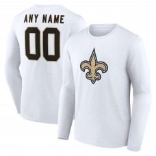 Именная футболка с длинным рукавом New Orleans Saints White Team Authentic