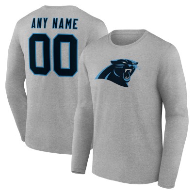 Футболка с длинным рукавом Carolina Panthers Gray Team Authentic Custom Name & Number