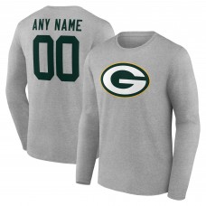 Именная футболка с длинным рукавом Green Bay Packers Gray Team Authentic