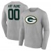 Именная футболка с длинным рукавом Green Bay Packers Gray Team Authentic