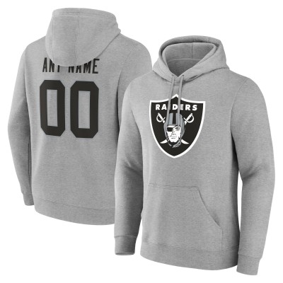 Las Vegas Raiders Gray Team Authentic Custom Name & Number Pullover Hoodie