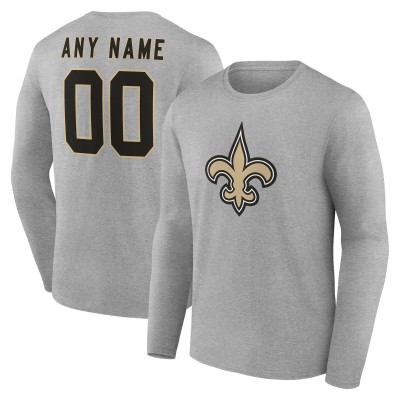 Именная футболка с длинным рукавом New Orleans Saints Gray Team Authentic
