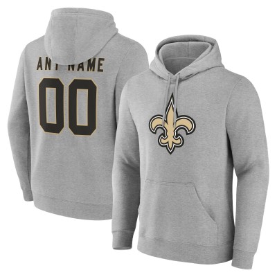 New Orleans Saints Gray Team Authentic Custom Name & Number Pullover Hoodie