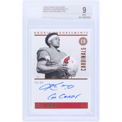 Kyler Murray Arizona Cardinals Autographed 2019 Panini Encased Rookie Endorsements #RE-KMU #25/50 BGS Authenticated 9 Rookie Card with Go Cards Inscription