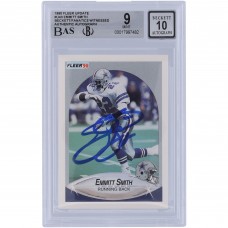 Emmitt Smith Dallas Cowboys Autographed 1990 Fleer Update #U-40 Beckett Fanatics Witnessed Authenticated 9/10 Rookie Card