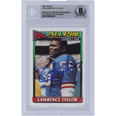 Lawrence Taylor New York Giants Autographed 1991 Topps #16 Beckett Fanatics Witnessed Authenticated Card