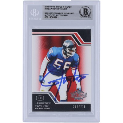 Lawrence Taylor New York Giants Autographed 2008 Topps Triple Threads #99 #/779 Beckett Fanatics Witnessed Authenticated Card