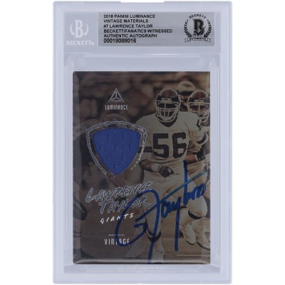 Lawrence Taylor New York Giants Autographed 2018 Panini Luminance Vintage Materials Jersey Relic #7 Beckett Fanatics Witnessed Authenticated Card