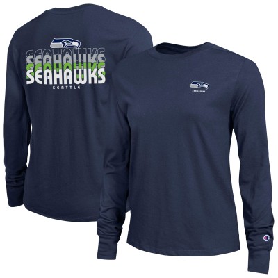 Женская Seattle Seahawks Champion College Navy Core Long-Sleeve T-Shirt