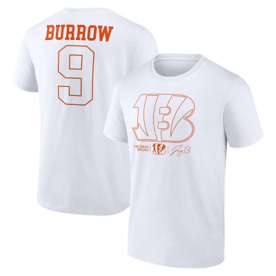 Cincinnati Bengals Joe Burrow White Name & Number T-Shirt