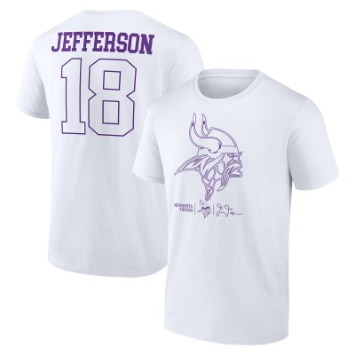 Minnesota Vikings Justin Jefferson White Tonal Name & Number T-Shirt