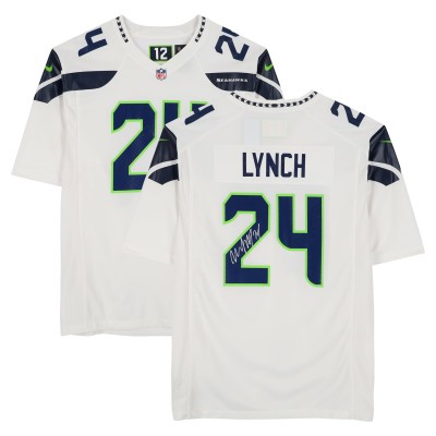 Marshawn Lynch Seattle Seahawks Autographed Fanatics Authentic White Nike Game Jersey