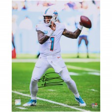 Tua Tagovailoa Miami Dolphins Autographed Fanatics Authentic 16 x 20 White Jersey Throwing Photograph