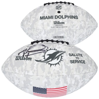 Tua Tagovailoa Miami Dolphins Autographed Fanatics Authentic Wilson 2024 Salute To Service Football