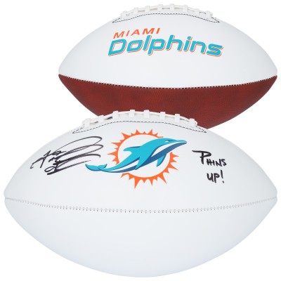 Tua Tagovailoa Miami Dolphins Autographed Fanatics Authentic Franklin White Panel Football with Phins Up! Inscription