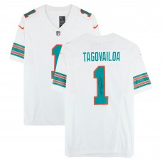 Игровая джерси Tua Tagovailoa Miami Dolphins Autographed Fanatics Authentic White Nike Throwback Vapor F.U.S.E. Limited
