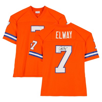 John Elway Denver Broncos Autographed Fanatics Authentic Orange Mitchell & Ness 1990 Legacy Jersey