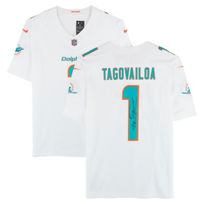 Игровая джерси Tua Tagovailoa Miami Dolphins Autographed Fanatics Authentic White Nike Vapor F.U.S.E. Limited