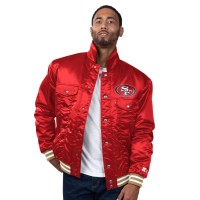 San Francisco 49ers Levi’s x Starter Scarlet Silver Tab Satin Full-Snap Trucker Jacket