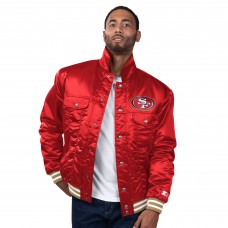 San Francisco 49ers Levi’s x Starter Scarlet Silver Tab Satin Full-Snap Trucker Jacket San Francisco 49ers Levi’s x Starter Scarlet Silver Tab Satin Full-Snap Trucker Jacket