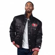 San Francisco 49ers Levi’s x Starter Black Silver Tab Satin Full-Snap Trucker Jacket San Francisco 49ers Levi’s x Starter Black Silver Tab Satin Full-Snap Trucker Jacket